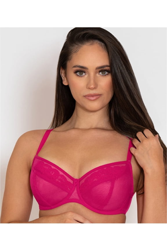 Hot Pink Eye Spy Balcony Underwire Bra, US 30L, UK 30HH, NWOT