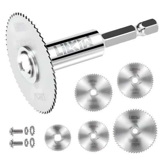 CURYMAY 1/4-Inch Hex Shank Rotary Drill Saw(With 5Pcs Blades),Hss Saw Disc Wheel Cutting Blades for Drills Rotary Tools