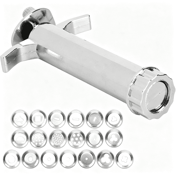 CURYMAY 1 Set Silver Clay Extruder, Multifunction Mud Extruder Sculpture Tool Modeling with 19Pcs Tip Molds for Clay Craft Mixers Presses Easy to Use Clay Extruder
