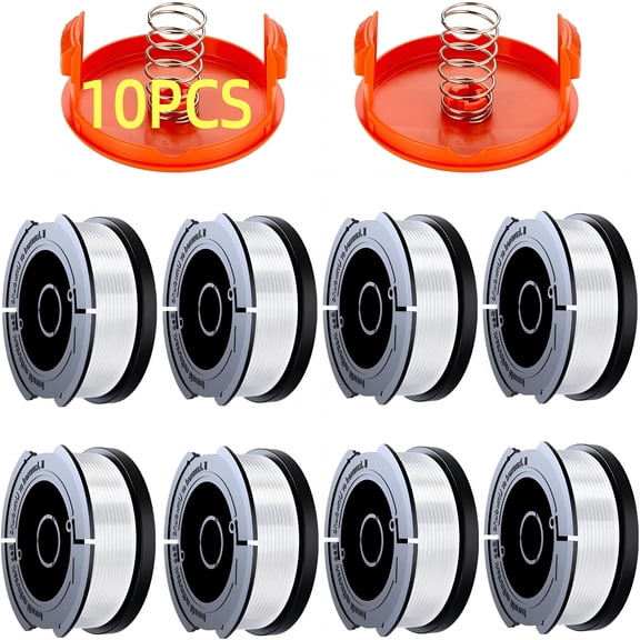 CURYMAY 10Pcs Weed Eater String,0.065" Weed Wacker String Refill 240Ft Automatic Feed String Trimmer Replacement Spool Line (8 Spool+2 Cap+2 Spring)