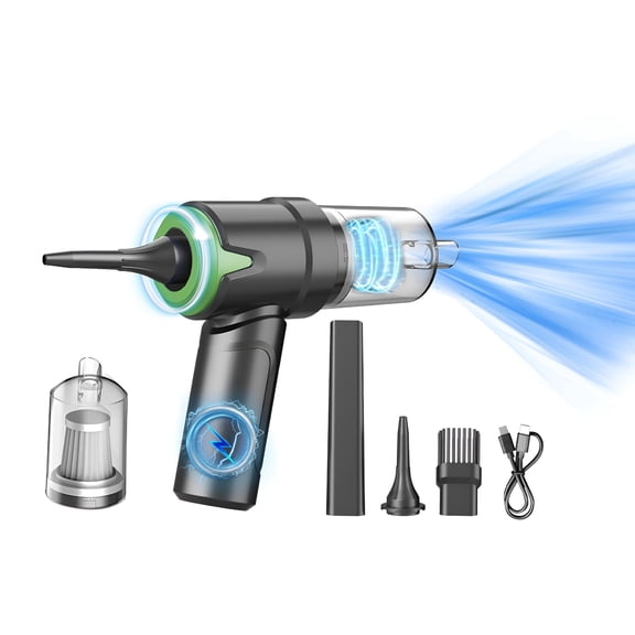 CURYMAY 120W Cordless Compressed Air Duster, 2 in 1 Portable Electric Air Blower and Vacuum Cleaner, USB Rechargeable Mini Dust Cleaner for PC Keyboard, Car Interior, and Home