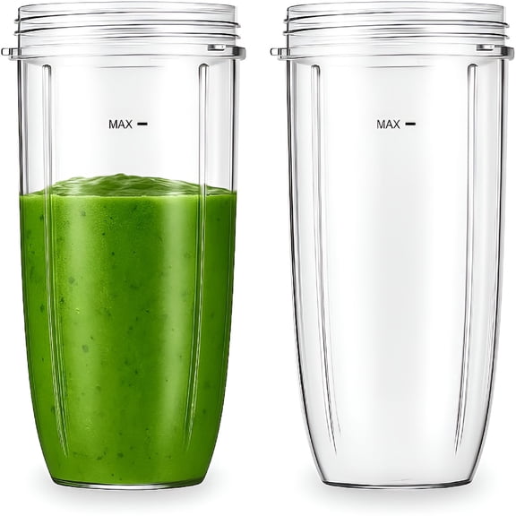CURYMAY 2-Pack 32 Oz Replacement Blender Cups,Compatible with 600W and 900W Blenders