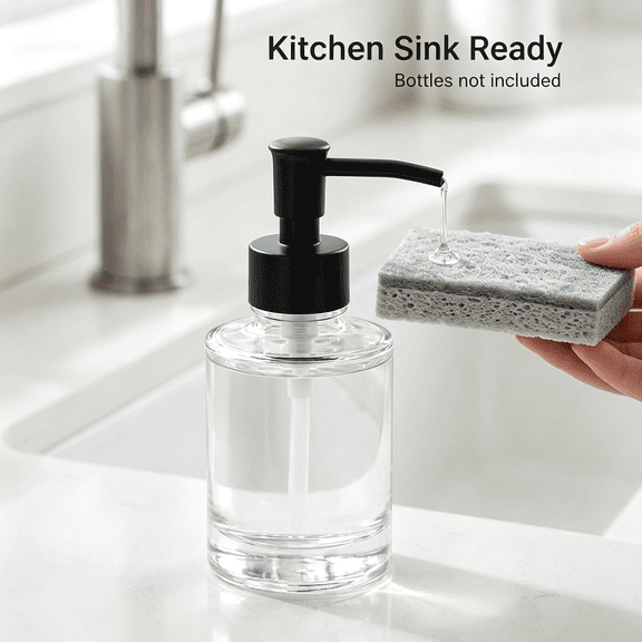 CURYMAY 2-Pack Soap Dispenser Pumps Replacement,Universal Lotion & Soap Pump Heads for Standard 28/400 Bottle Neck,Black Finish (Fits 26Mm-28Mm / 1.02-1.10 Inch)