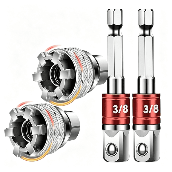 CURYMAY 2 Sets Universal Socket Tool 10-19Mm Adjustable, Multi-Function Socket for 3\/8" Drive Ratchet, Torque Wrench &Amp; Power Drill, with Power Drill Adapter