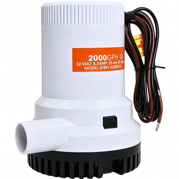CURYMAY 2000 Gph Bilge Pump - 12V, 1-1/8" Outlet, Marine Submersible Pump with Anti-Airlock Protection, Ce & Rohs Certified, 4-Year Warranty | Reliable for Boats and Marine Applications