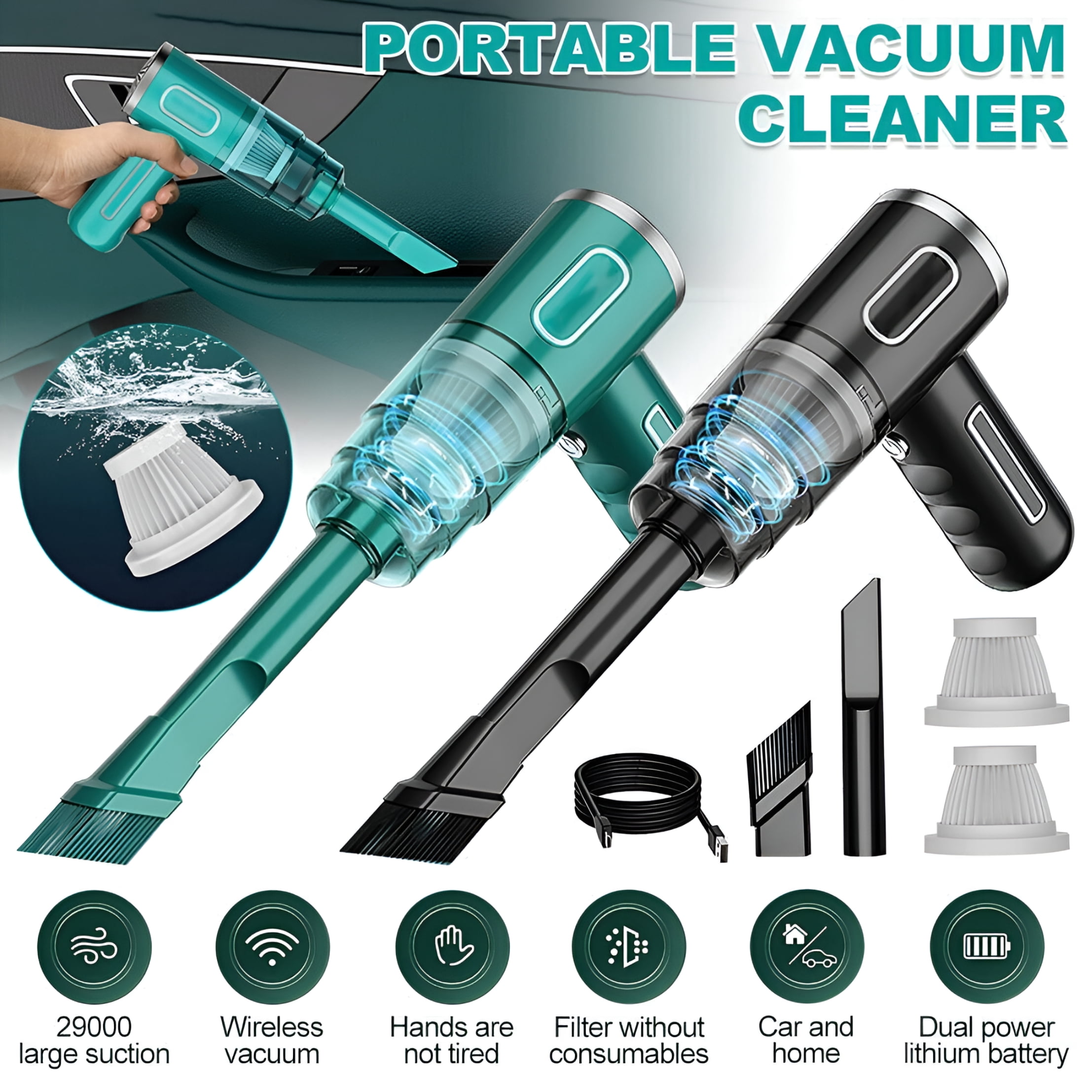 CURYMAY 2026 New 29000Pa Powerful Car Vacuum Cleaner Wet/Dry Cordless Strong Suction Handheld for Car Interiors, Vehicles, Cleaning, Home, Upholstery, Pet Hair Removal, Wet and Dry Cleaning