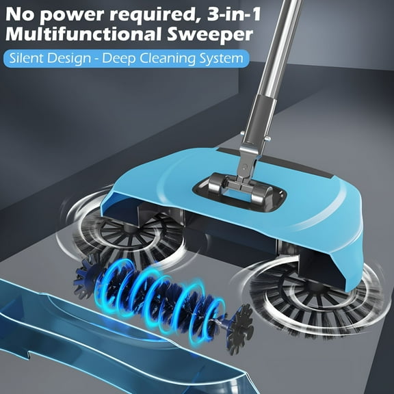 CURYMAY 2026 New 3 in 1 Multifunctional Hand Push Sweeper,Vacuum Cleaner,Hand Push Sweeping and Mopping Machine,To Remove Garbage,Pet Hair and Dust,Dry Wet Use,Suitable for Hardwood Tiles Supplies