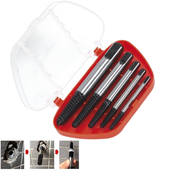 CURYMAY 2026 New 5Pc Screw Extractor Set Easy Out Drill Bits Guide Broken Screws Bolt Remover for Workshop, Garage, Home Repair, Automotive
