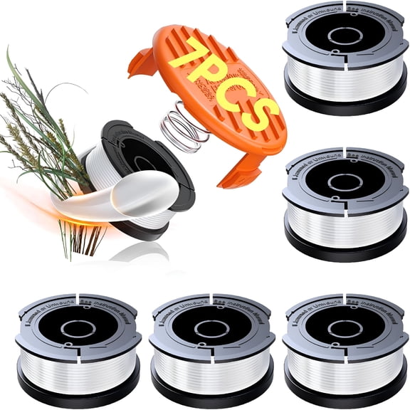 CURYMAY 2026 New 7 Pack Weed Eater String, 0.065'' Trimmer String Line Spool, Autofeed Replacement Refills (6 Spools + 1 Cap + 1 Spring)