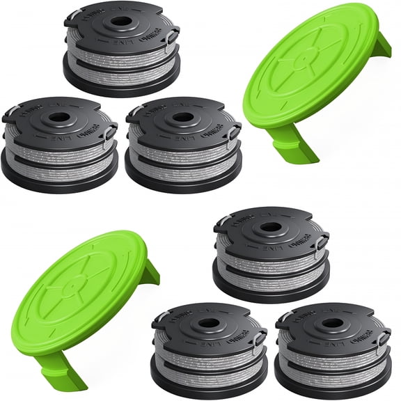 CURYMAY 2026 New 8 Pack Weed Wacker String for Automatic Feed System,0.065"-18Ft Dual String Trimmer Line Replacement Parts Spool and Cap Cover