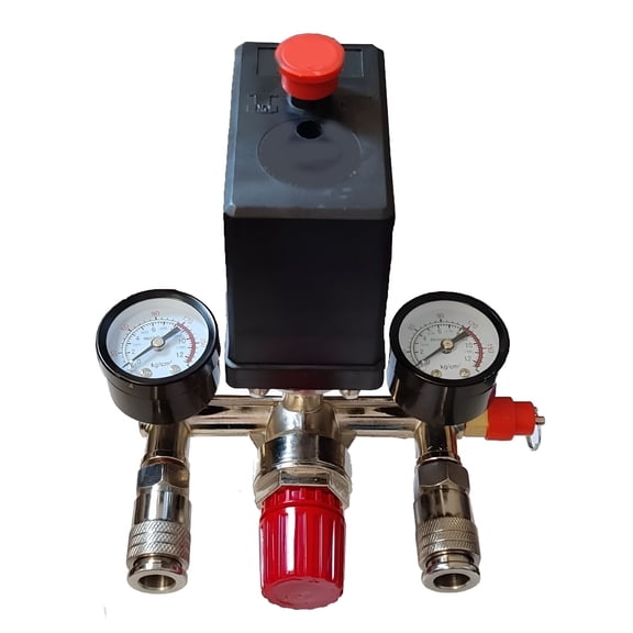 CURYMAY 2026 New Air Compressor Pressure Switch with Dual Gauge Pump Pressure Control Valve Parts Assembly for Air Tools, Tire Inflator, Workshop 220V 380V