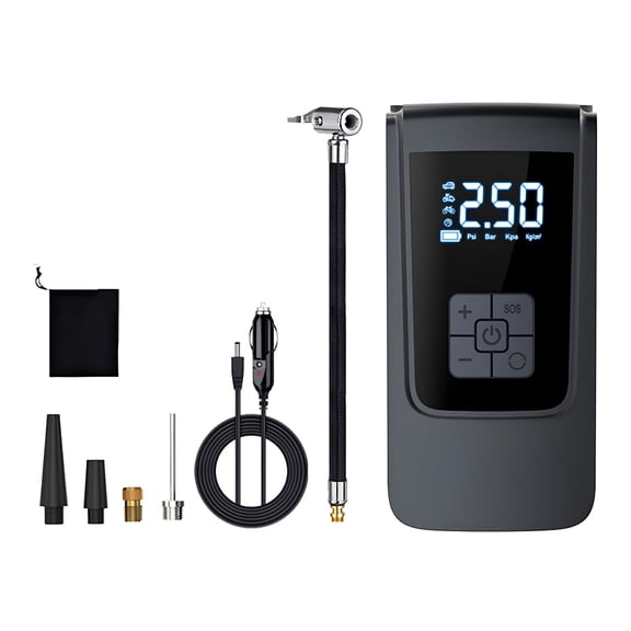 CURYMAY 2026 New Air Compressor Tire Inflator Electric Mini Wireless Power Bank Rechargeable Portable Charge Stop Pressure Gauge Tire Pump for Car Bike Wired