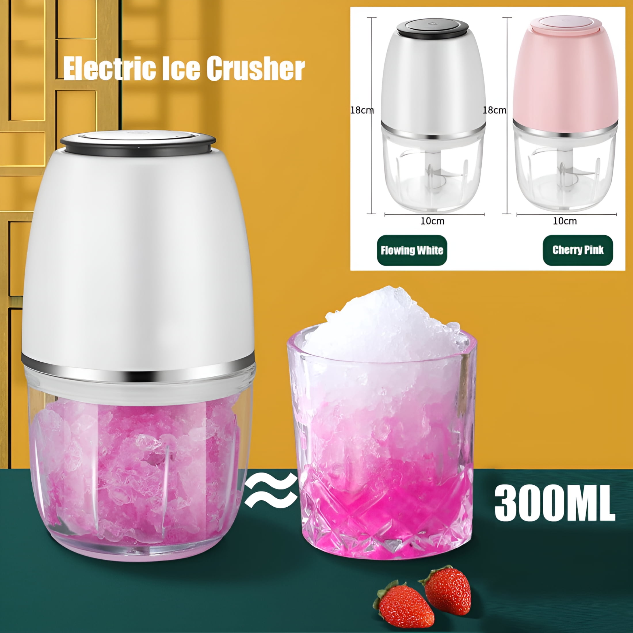 CURYMAY 2026 New Electric Ice Crusher Multipurpose Ice Grinder Ice Crushing Machine-Pink for Home Bar Kitchen Party Smoothies