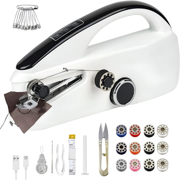CURYMAY 2026 New Handheld Sewing Machine for Beginners,Portable Mini Hand Sewing Machine for Quick Stitching,Electric Lightweight Easy Use,Travel&Diy,Emergency Repairs for Clothes&Fabrics Black