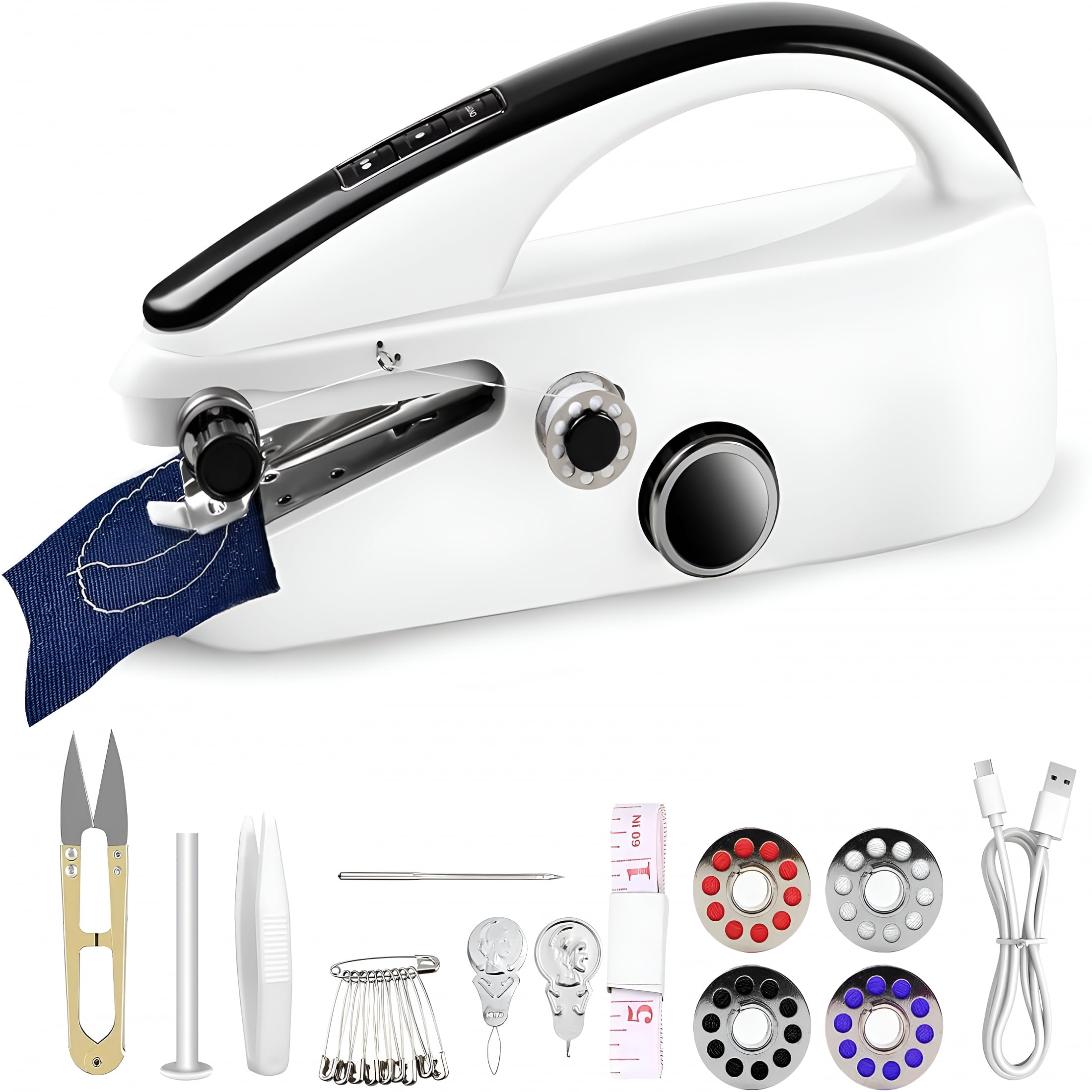 CURYMAY 2026 New Handheld Sewing Machine,Easy to Use Portable Electric Mini Sewing Machines for Beginners with Two Speeds,With Complete Accessories Kit,Suitable for Home,Travel and Diy(Black)