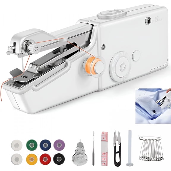 CURYMAY 2026 New Handheld Sewing Machine,Mini Sewing Machine for Quick Stitching,Portable Sewing Machine Suitable for Home,Travel and Electric Handheld Sewing Machine for Beginners,White