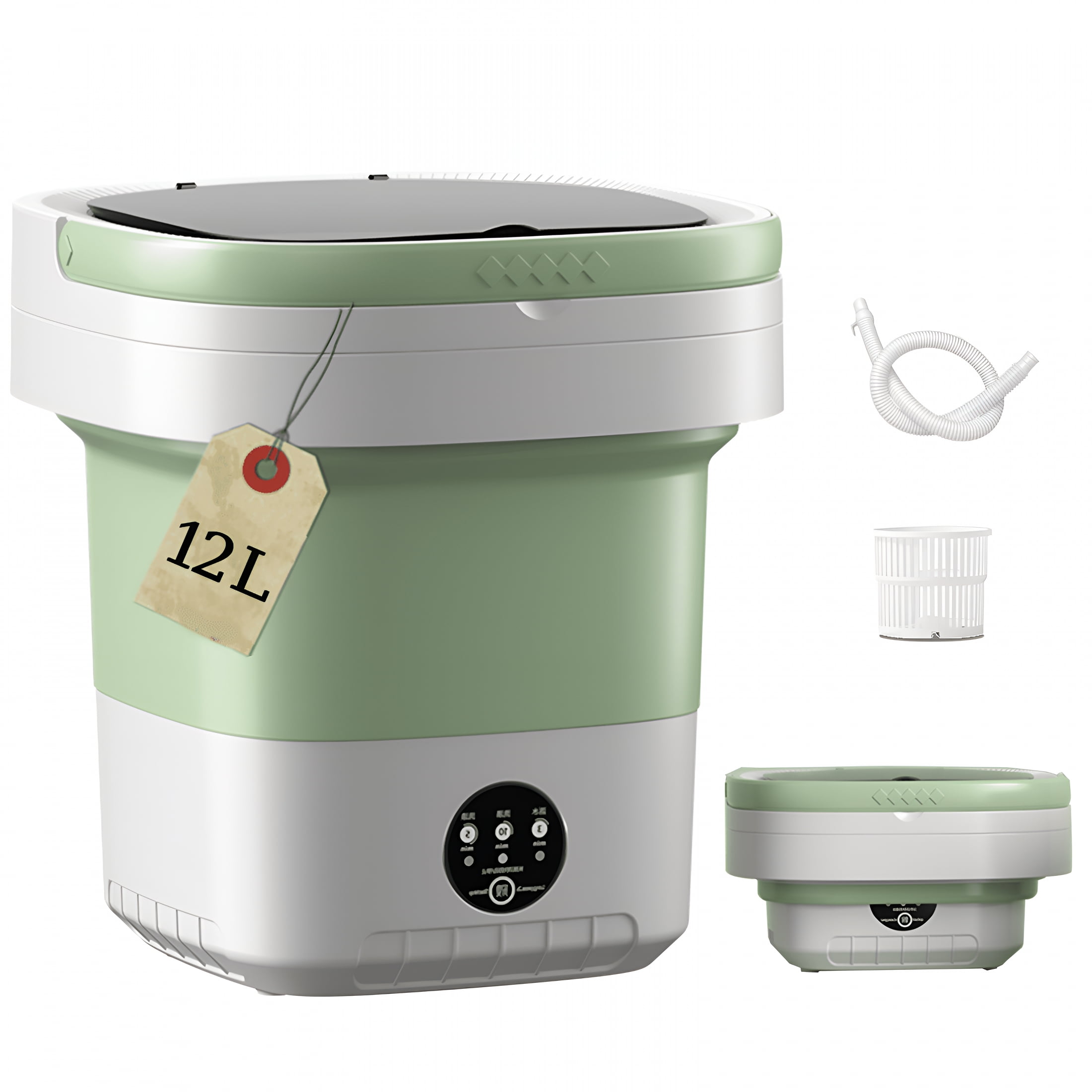 CURYMAY 2026 New Portable Washing Machine,Mini Washer,12L Upgraded Large Capacity Foldable Washer,Deep Cleaning of Underwear,Baby Clothes&Other Small Clothes. Suitable for Hotel,Camping(Green)