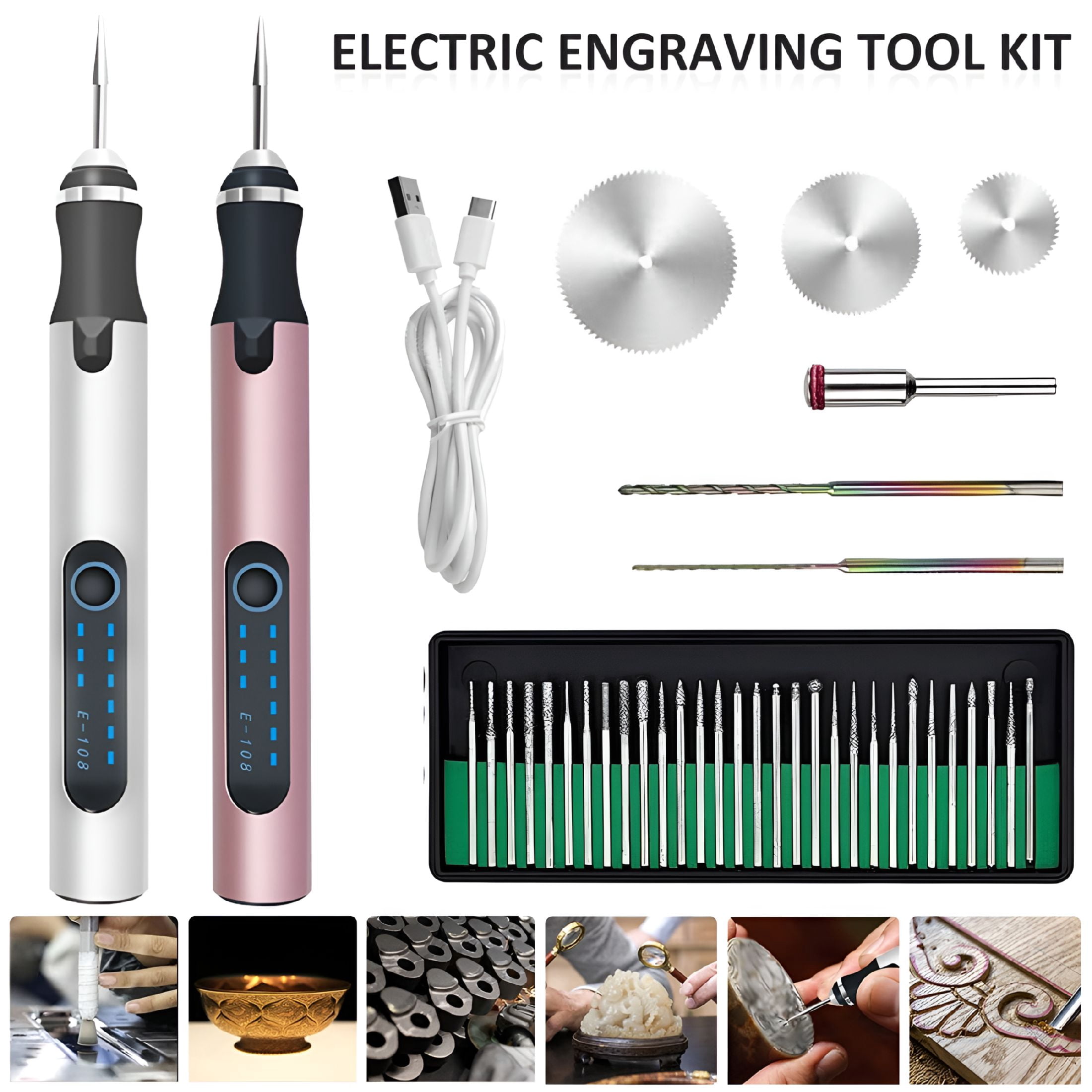 CURYMAY 2026 New Rotary Tool Rechargeable Engraving Pen with 300Mah Battery Electric Adjustable Speed Carving Pen Hand-Held Wood Engraving Tool for Sanding Polishing Drilling Etching