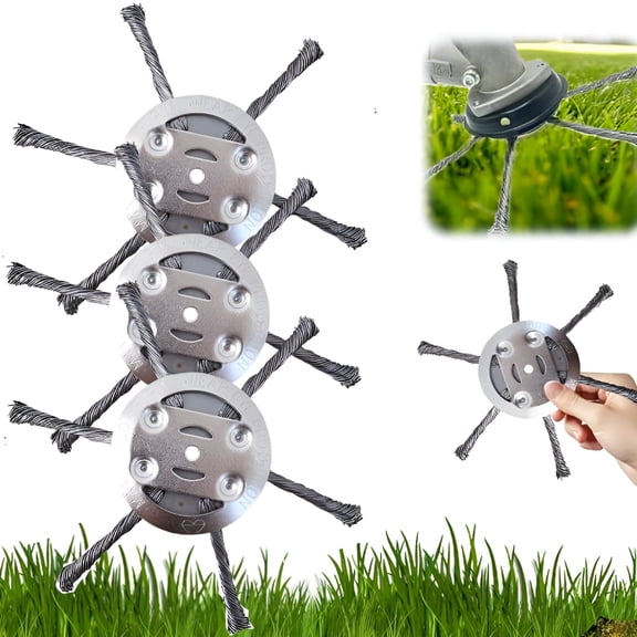 CURYMAY 2026 New Steel Wire Grass Trimmer Head,Wire Trimmer Head Replacement for Electric Battery Powered Cordless String Trimmer,Weed Eater,Metal Weed Eater Blade 6 Inches (6-Inch 6Blades *3Pcs)