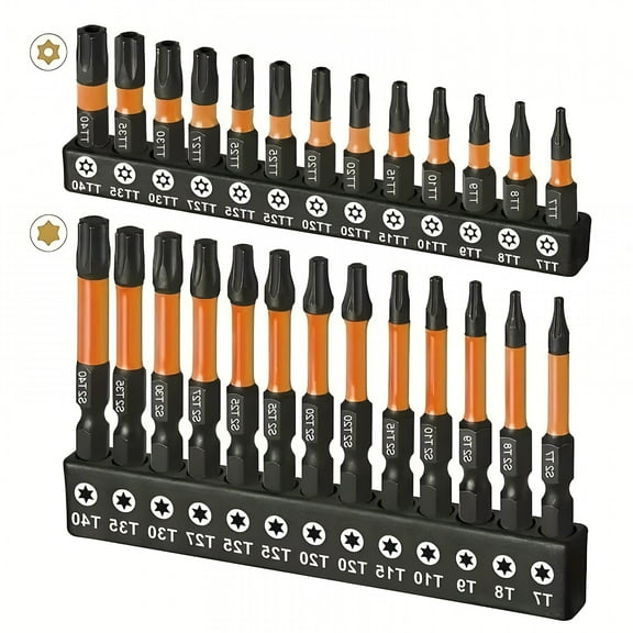 CURYMAY 2026 New Torx Bit Set 26Pcs (Tt7-Tt40), S2 Steel Security Torx Bit Set, Tamper Proof Star Bit Set with Cnc Machined Tips, 1
