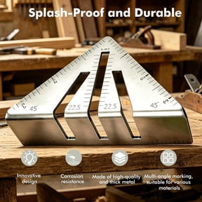 CURYMAY 22.5-90 Miter Square Ruler Professional Heavy Duty Metalworking Miter Square,Protractor High Precision Miter Triangle Ruler for Square Tubing,Round Pipes,Angle Iron,Flat Steel(5")