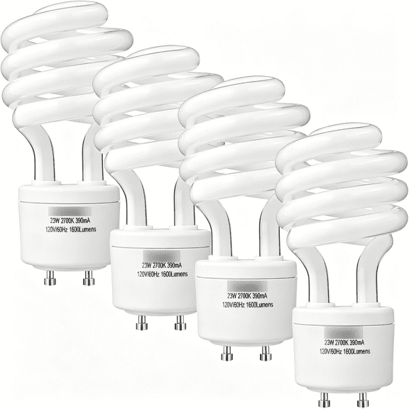 CURYMAY 23Watt T2 Spiral Cfl Gu24 2 Prong Light Bulb Base 2700K 1600Lm 120V 60Hz Light Bulb- Mini Twist Lock Spiral -Self Ballasted Compact Fluorescent Soft White(23W Pack of 4)