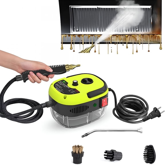 CURYMAY 2500W Handheld High-Temperature Pressurized Steam Cleaner,Adjustable Portable Steamer with Brush Heads & Tank for Car,Kitchen & Engine Cleaning Pressurized Handheld Steam Cleaner