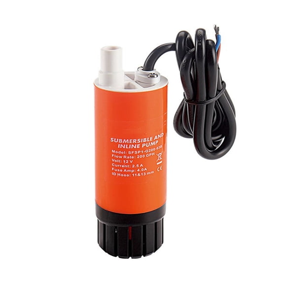 CURYMAY 280 Gph Submersible Inline Pump-12V,Portable Transfer Pump for Diesel/Fresh Seawater,23 Ft Head,16 Ft Leads with Clips,1/2 in Outlet,Marine Rv,4 Year Warranty