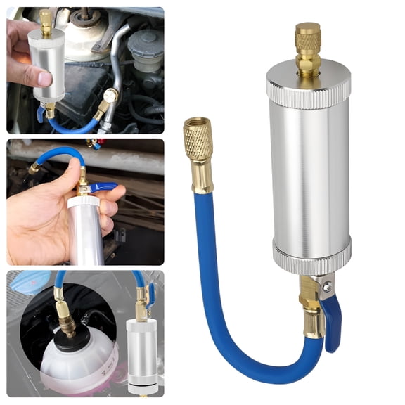 CURYMAY 2Oz AC Oil and Dye Injector Kit with 1/4" SAE Thread - Solid Brass HVAC Tool for R134A R12 Refrigerant Systems, Automotive Air Conditioning, Home HVAC and Refrigeration Maintenance Repairs