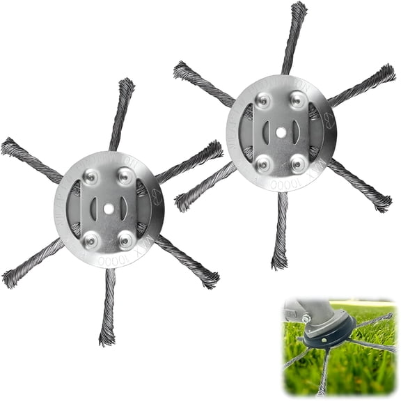 CURYMAY 2PCS Steel Wire Grass Trimmer Head, String Trimmer Replacement Head, Universal Brush Cutter Steel Head for Lawn Mower Edging, 6 Inch Steel Wire Weed Brush Cutter Trimmer Head