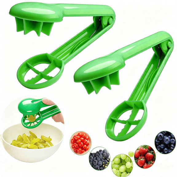 CURYMAY 2Pcs Grape Cutter Slicer for Tomatoes,Cherries,Strawberries,Fruits&Vegetables,Quarters Kitchen Gadget,Convenient Grape Cutter Green