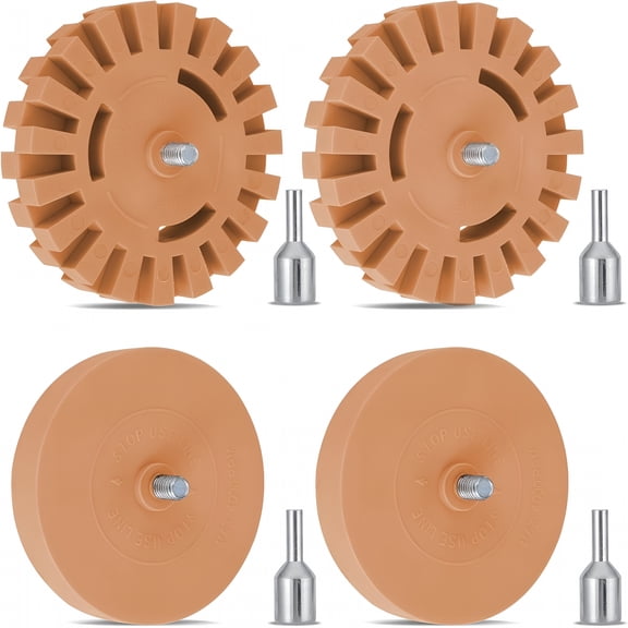 CURYMAY 4 Pack Rubber Decal Remover Kit with Solid & Gear Design,Adhesive Eraser Wheel for Vinyl Wrap,Car Stickers,Decals,Emblems From Autos,Boats,Rvs,Trucks