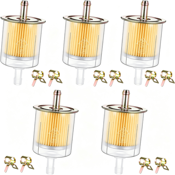 CURYMAY 5 Sets 5/16" Fuel Filter Inline,5/16 Fuel Filter Universal Gas Inline Fuel Filters,Gas Fueled Filter for Tractors,Cars,Trucks,Motorcycles,Rv
