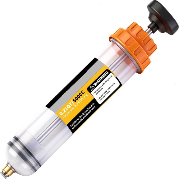 CURYMAY 500Cc Oil Extractor Pump Oil Fluid Extractor Pump,Multi-Purpose Oil Syringe,Fluid Syringe Extractor,Car Vacuum Fuel Transfer(17.6 Oz./0.45 Qt./500 Cc)