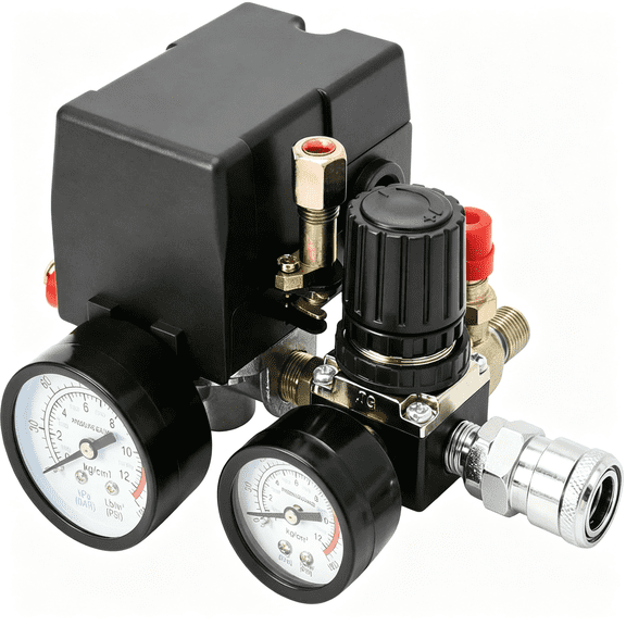 CURYMAY Air Compressor Pressure Switch for Pneumatic Tools, 90120Psi Adjustable Controller 90-120Psi Adjustable Pneumatic Air Compressor Pressure Switch