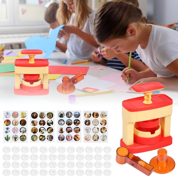 CURYMAY Badge Maker for Kid DIY Pin Button Maker Machine Badge Punch Press Kit with 96 pcs Part Picture Cutter for School Project Christmas Festive Activities