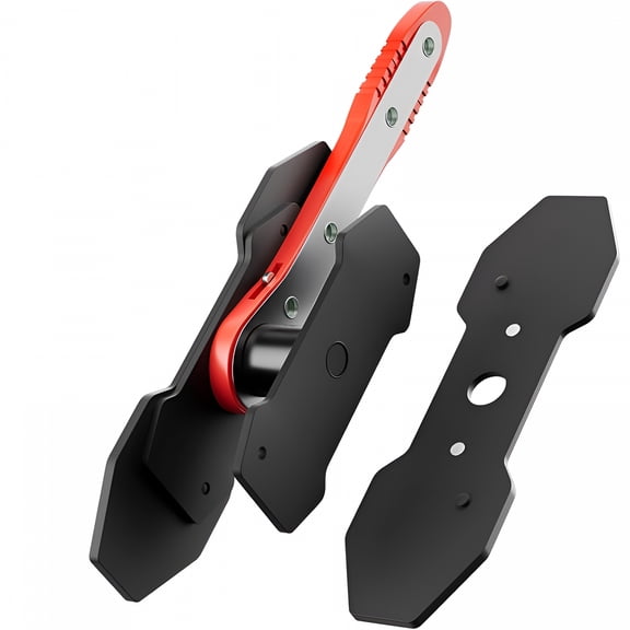 CURYMAY Brake Caliper Compression Tool,Caliper Piston Compressor Tool with Additional 2 Pcs Large Steel Plate and 2 Hooks,360Adjustable Brake Caliper Tool for Single Twin Quad Piston Calipers (Red)