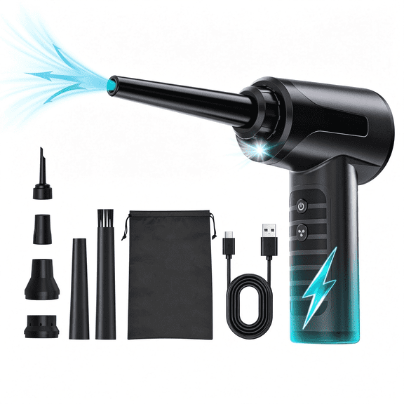 CURYMAY Electric Compressed Air Duster Blower Can Duster for Computer Pc Keyboard|100,000Rpm,Cordless,Rechargeable,Electric Air Duster