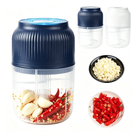 CURYMAY Electric Garlic Chopper Mini,400Ml Portable Veggie Grinder,Rechargeable Cordless Food Processor for Onion Ginger Chili,Blue