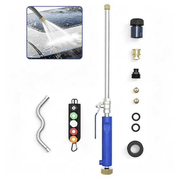 CURYMAY Extendable High Pressure Power Washer Wand for Garden Hose,Jet Nozzle Hydro Jet Washer Tool 17"-26" Adjustable with Nozzles&Quick Connectors for Gutter Cleaning Car Wash Patio Lawn Watering