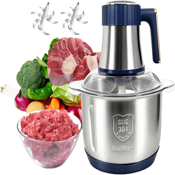 CURYMAY Food Processor,5 Speed Electric Food Chopper,Meat Grinder 5L (20 Cups) with Two 6 Blade Sets,500W Powerful Vegetable Chopper Used for Dough Mixing,Meat,Nuts,Fruits,Garlic and Vegetables