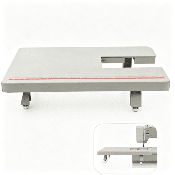 CURYMAY Gray Sewing Machine Extension Table for Singer Heavy Duty 44S 4411 4423 4432 4452 5511 5523 5532 6335, Stable Surface, Foldable Leg Spacious Sewing Machine Extension Table