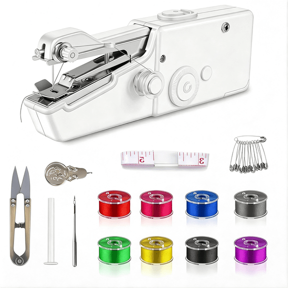 CURYMAY Handheld Sewing Machine,Sewing Machines for Beginners,Portable Electric Mini and Samll Hand Held Kit for Adults Included Mannual and Accessories,Sewing Hem Quick Stitching (White)