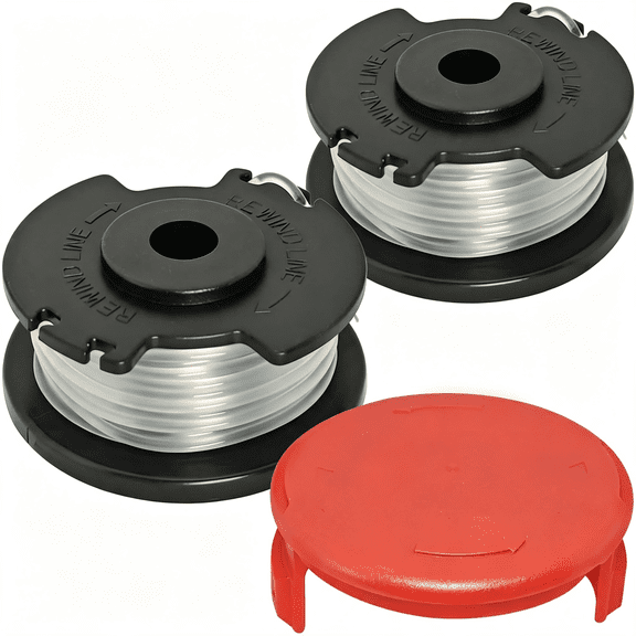 CURYMAY Ht21-401-003-02 String Trimmer Spools +Cover Line 0.065" 16 Ft for Ht-19-401-003-07 Ht21-401-003-03 Ht19-401-003-07 Ht19-401-003-16 Hyper 20V Max Weed Eater Spool (2 Spools,1 Caps)