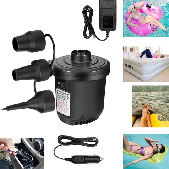 CURYMAY Inflatables Air Pump for Air Mattress with 3 Nozzles,Quick Fill Inflator Deflator Air Pump Perfect for Outdoor Camping Inflatable Boat Blow Up Pool Water Toy Car Air Bed Swimming Ring