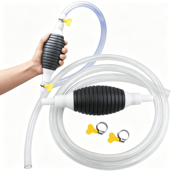 CURYMAY Multifunctional Liquid Siphon Pump, Hand Fuel Transfer Pump, Large Diameter Manual Fluid Extractor for Gasoline, Fuel, Diesel, Water, Fish Tank - With 3.2ft Hose