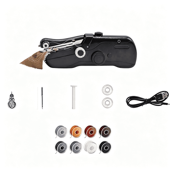 CURYMAY Portable Handheld Sewing Machine for Adults Mini Hand Held Stitching Small Electric for Beginners Suitable Hemming Quick Fabric Home Travel Clothes Pants Diy Various Fabrics (Black)