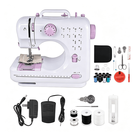 CURYMAY Portable Sewing Machine,49 Piece Handheld Electric Sewing Machines Kit,12 Stitch Patterns Mini Sewing Machine for Beginners Kids,Household Multifunctional Crafting Mending Machine