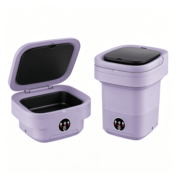 CURYMAY Portable Washing Machine, 11L Mini Folding Washer for Apartments, Dorms, Rv and Travel, Compact Top Load Washer with Spin Basket and 3 Wash Modes for Small Loads, (Purple)