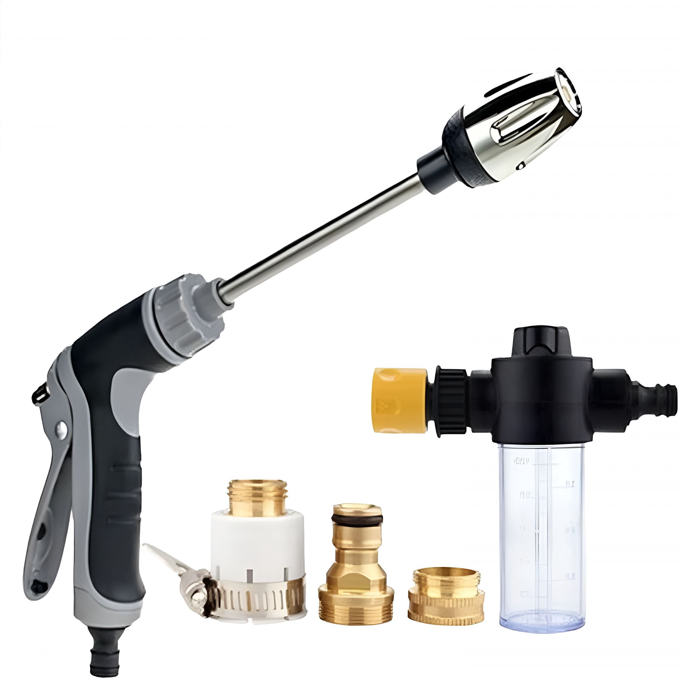 CURYMAY Pressure Washer, Cordless Pressure Washer, with Spray Nozzle, Turn Any Hose Into A High-Pressure Water Jet, with 360° Rotating for Three Spray Modes with Foam Pot (No Water Pipe)